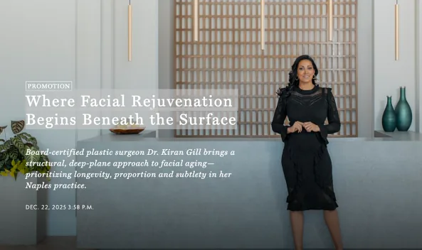 Dr. Kiran Gill posing for her article Gulfshore Life